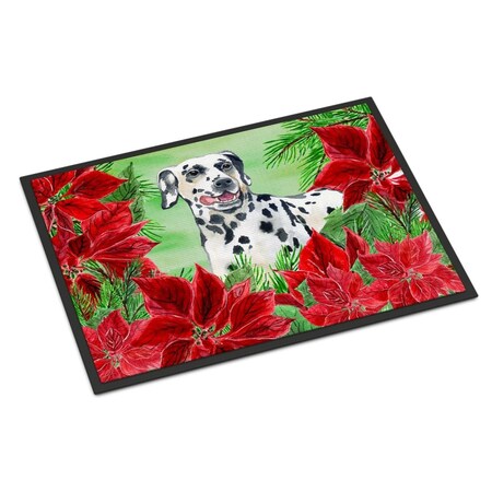 Carolines Treasures Dalmatian Poinsettas Indoor or Outdoor Mat, 18 x 27 in. CK1301MAT